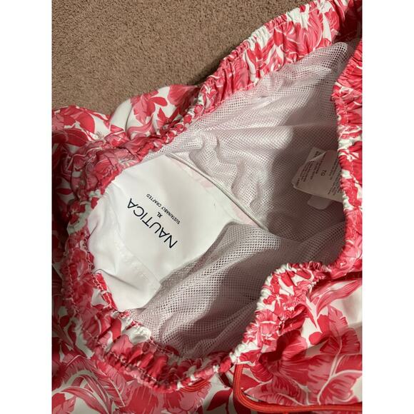 Nautica Men Swim Trucks Swimsuit Size XL Pink Floral Plant Hawaiian 5” Inseam‎ - Picture 5 of 5